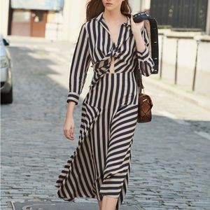 SANDRO Long dress with striped design